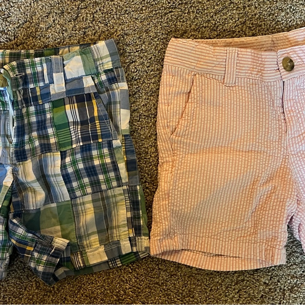 Janie & Jack Plaid and Striped Kids Shorts Set